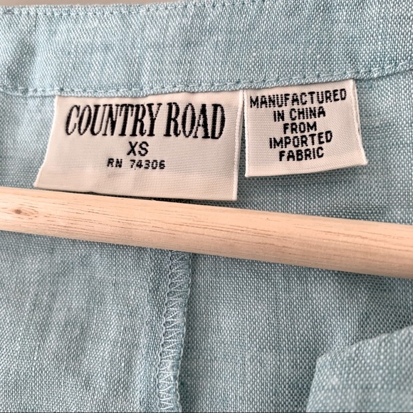 Vintage Country Road Pastel Blue Linen Blouse - Picture 6 of 8